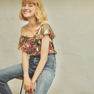 Anthropologie Maeve Vallita Off the Shoulder Ruffle Blouse
